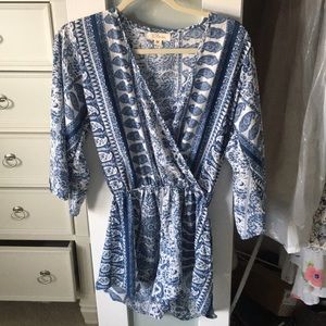 Blue and white romper - NEVER WORN